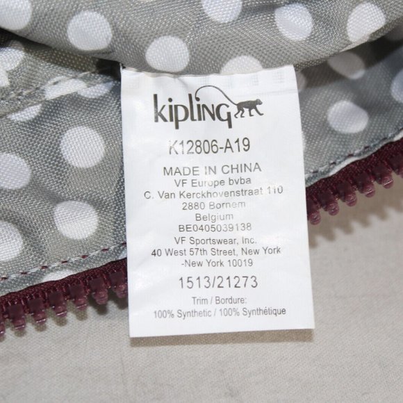 KIPLING Womens Shoulder Handbag Bag Large Burgundy Designer Shopping Hobo Luz - Picture 8 of 9
